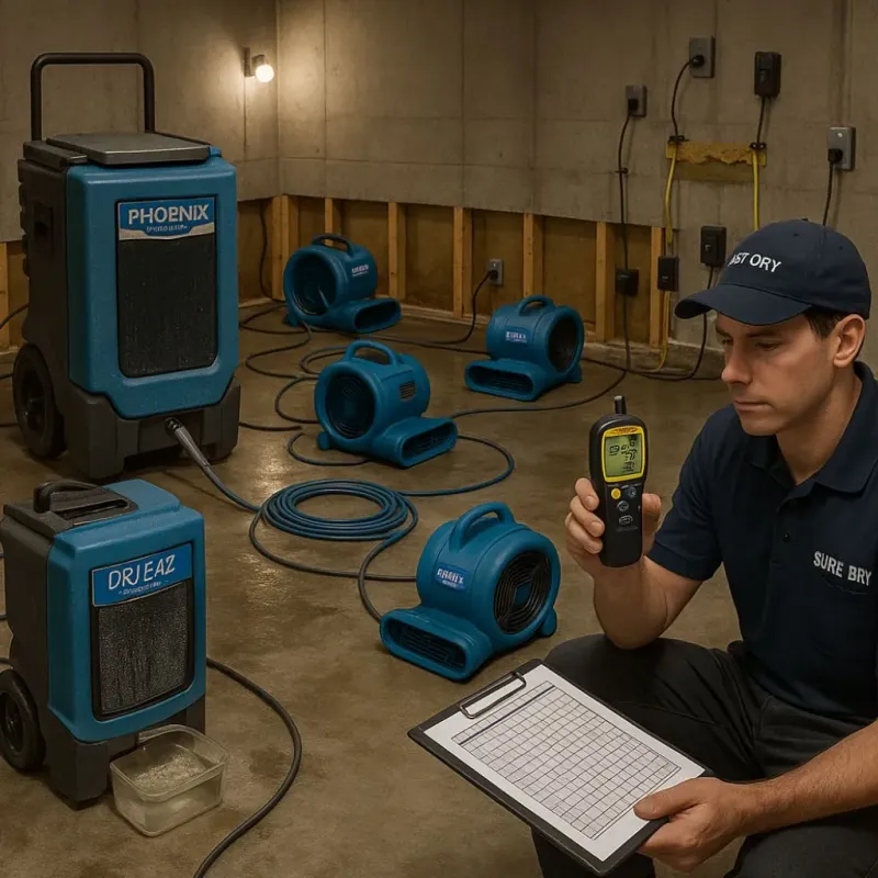 Structural Drying and Dehumidification process in Rolling Hills Estates, CA